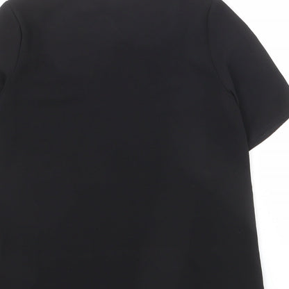 Cameo Rose Womens Black Polyester Basic T-Shirt Size 8 Round Neck - Embroidered Flowers