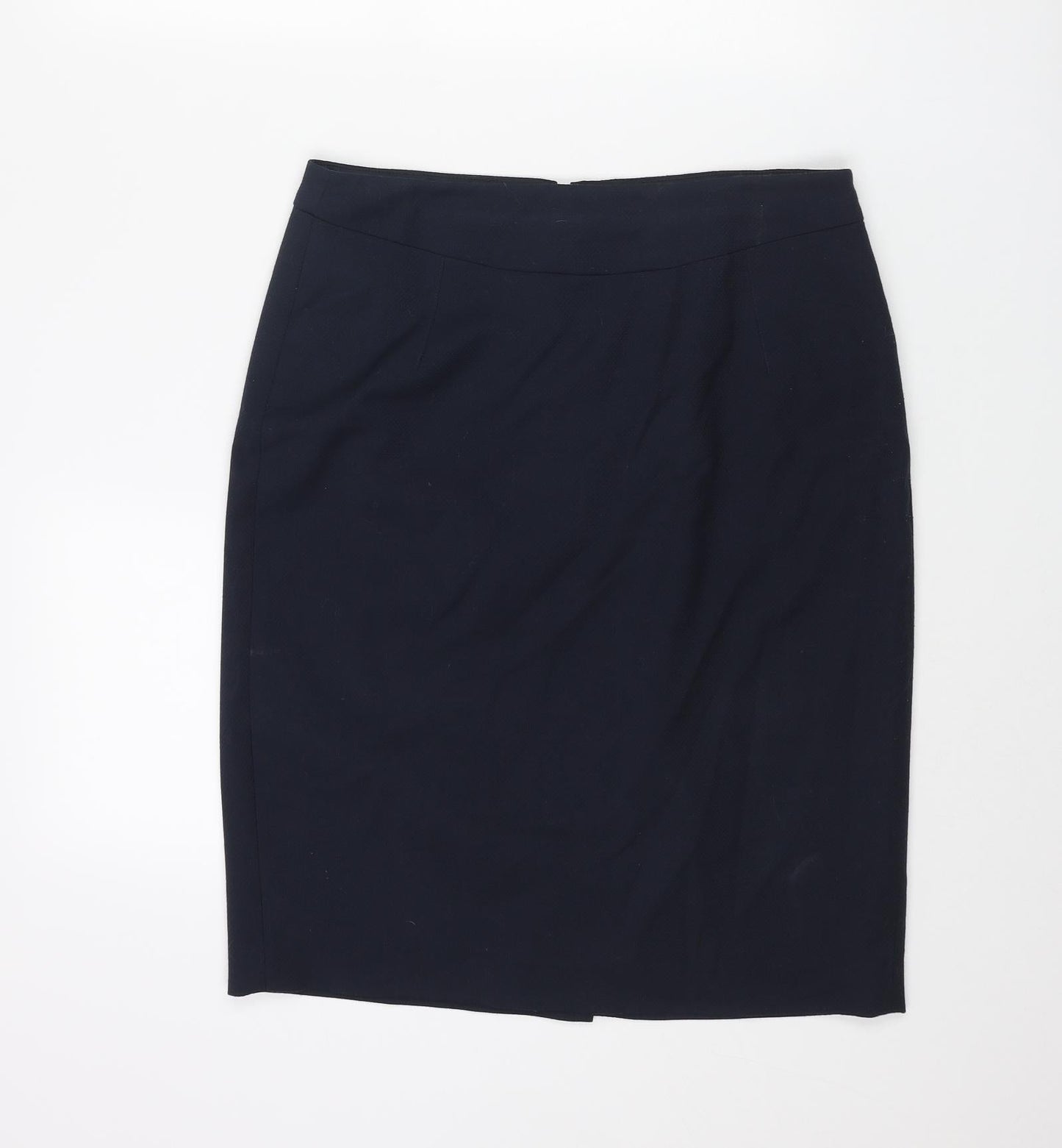John Lewis Womens Blue Polyester Straight & Pencil Skirt Size 12 Zip