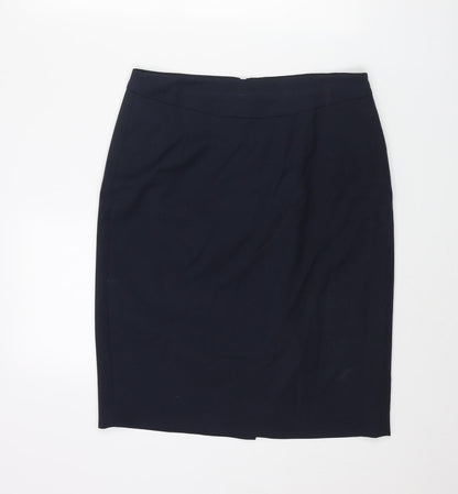 John Lewis Womens Blue Polyester Straight & Pencil Skirt Size 12 Zip