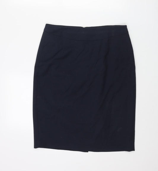 John Lewis Womens Blue Polyester Straight & Pencil Skirt Size 12 Zip