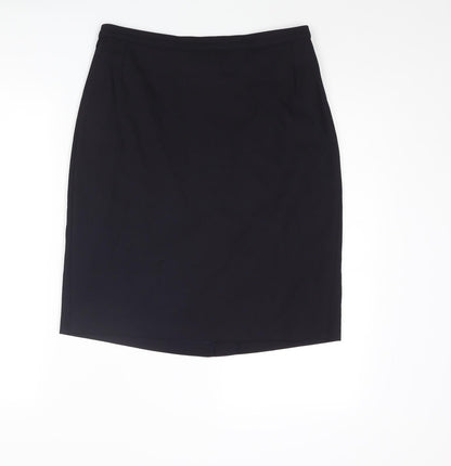 Marks and Spencer Womens Blue Wool Straight & Pencil Skirt Size 14 Zip