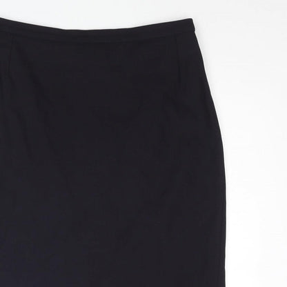 Marks and Spencer Womens Blue Wool Straight & Pencil Skirt Size 14 Zip