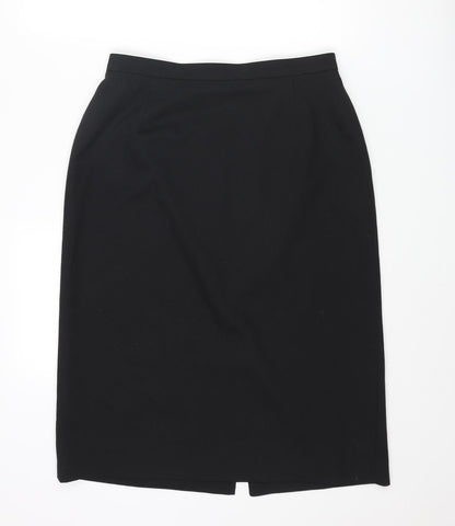 Marks and Spencer Womens Black Polyester Straight & Pencil Skirt Size 32 in Zip
