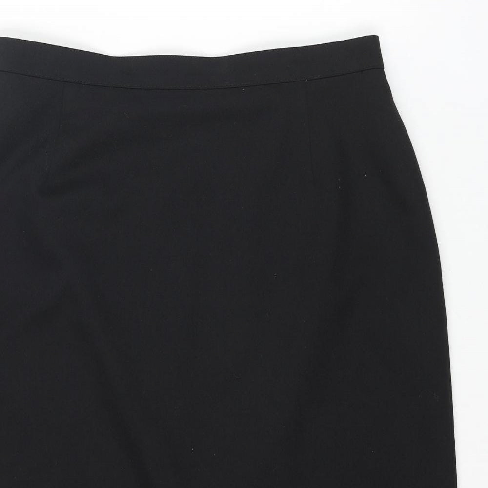 Marks and Spencer Womens Black Polyester Straight & Pencil Skirt Size 32 in Zip