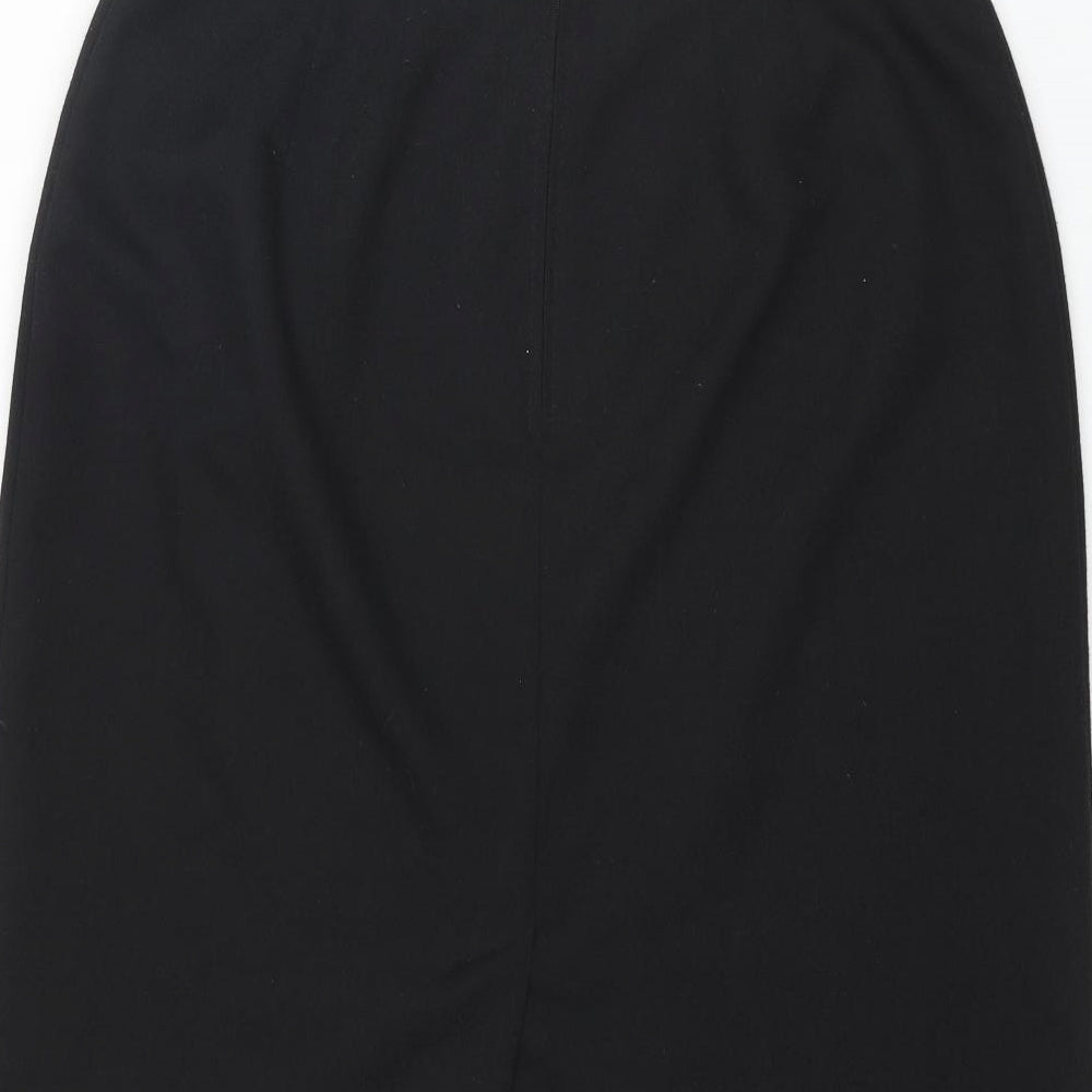 Marks and Spencer Womens Black Polyester Straight & Pencil Skirt Size 32 in Zip