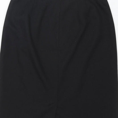 Marks and Spencer Womens Black Polyester Straight & Pencil Skirt Size 32 in Zip