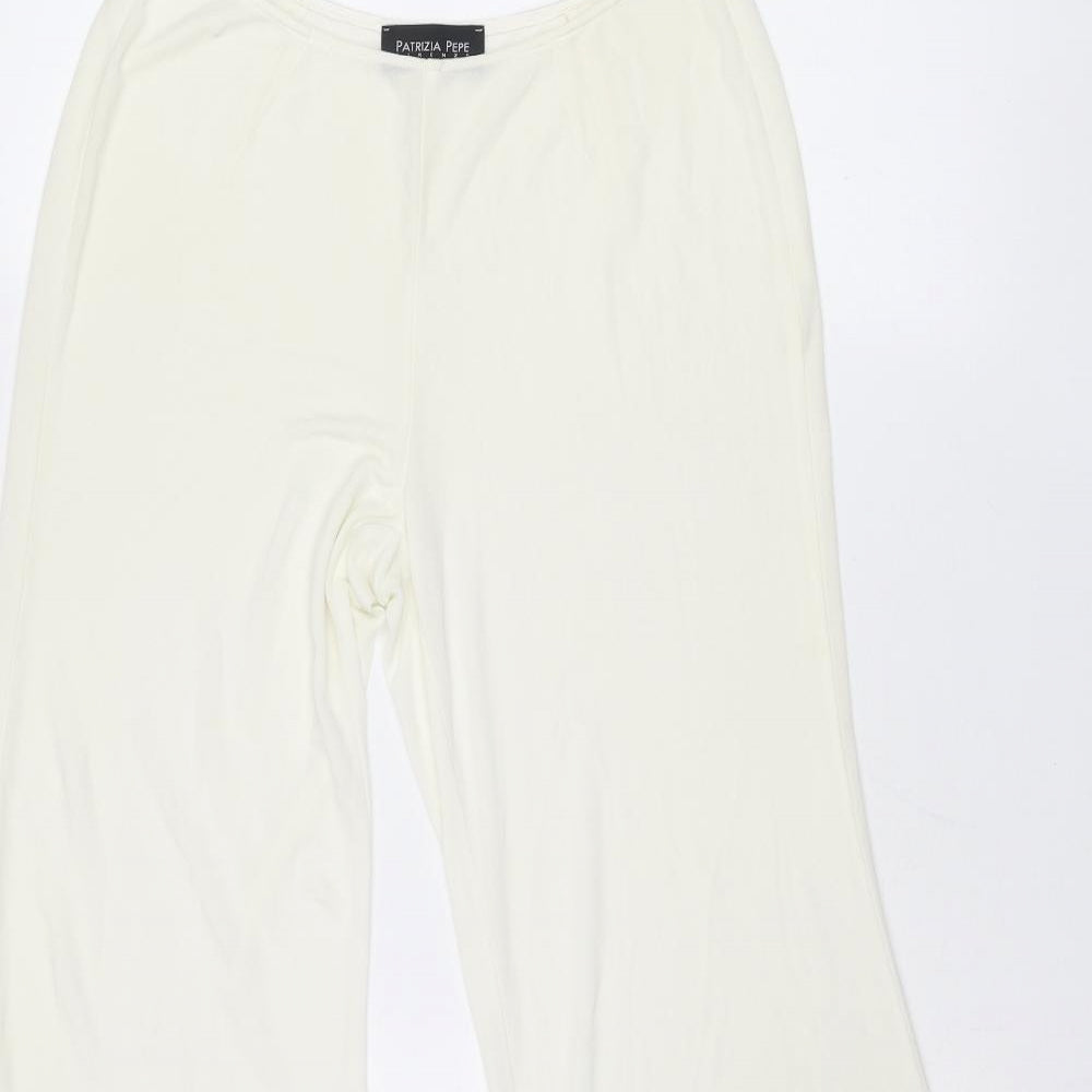 Patrizia Pepe Womens Ivory Polyester Trousers Size 26 in L28 in Regular Zip - Sheer