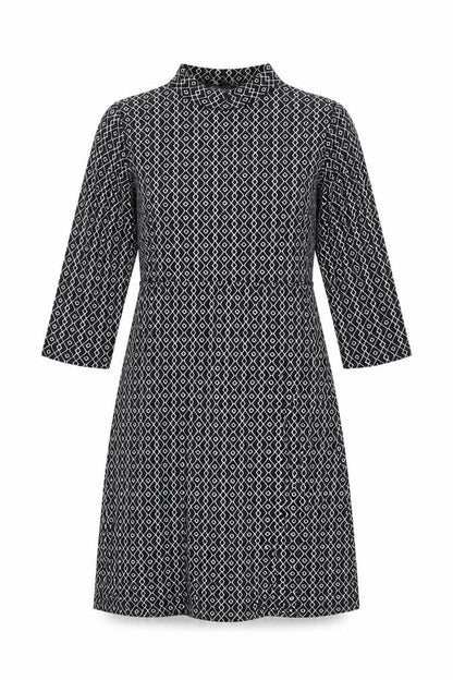 Zuiki Womens Black Geometric Polyester A-Line Size M Mock Neck Pullover