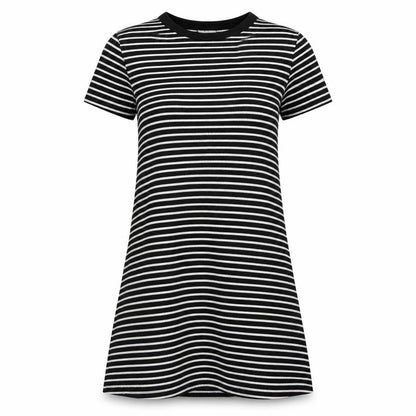 Divided by H&M Womens Black Striped Cotton T-Shirt Dress Size S Crew Neck Pullover