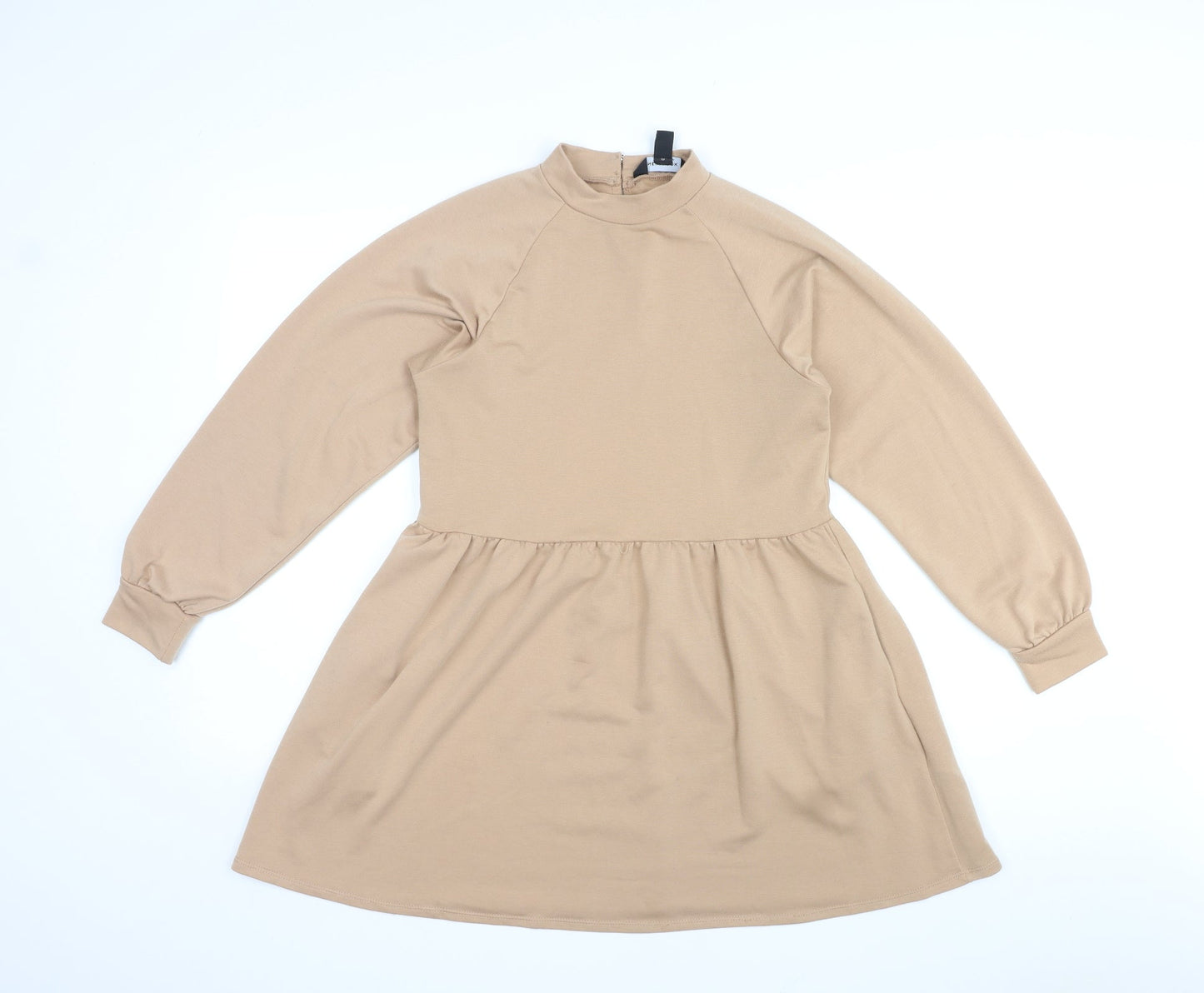New Look Womens Beige Polyester Mini Size 8 Mock Neck Pullover