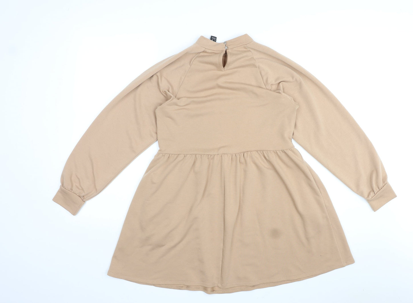 New Look Womens Beige Polyester Mini Size 8 Mock Neck Pullover