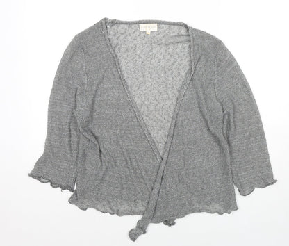 Apricot Womens Grey V-Neck Polyester Cardigan Jumper Size M - Open