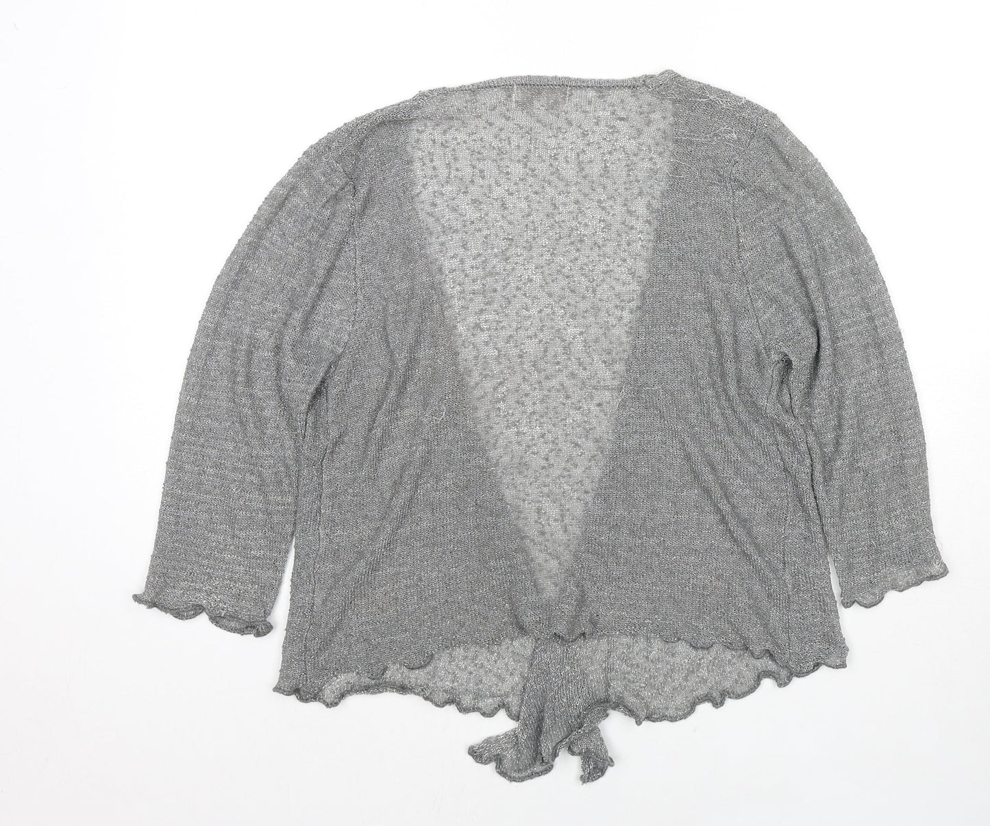 Apricot Womens Grey V-Neck Polyester Cardigan Jumper Size M - Open