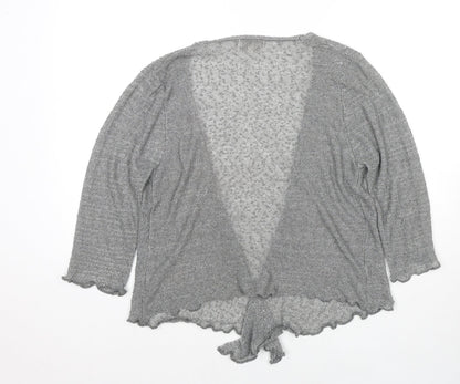 Apricot Womens Grey V-Neck Polyester Cardigan Jumper Size M - Open