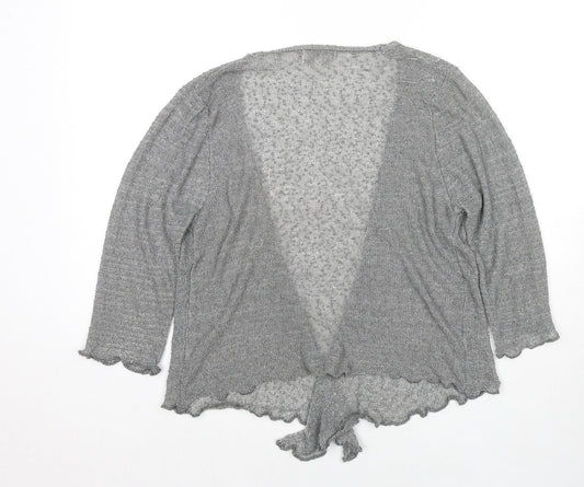 Apricot Womens Grey V-Neck Polyester Cardigan Jumper Size M - Open