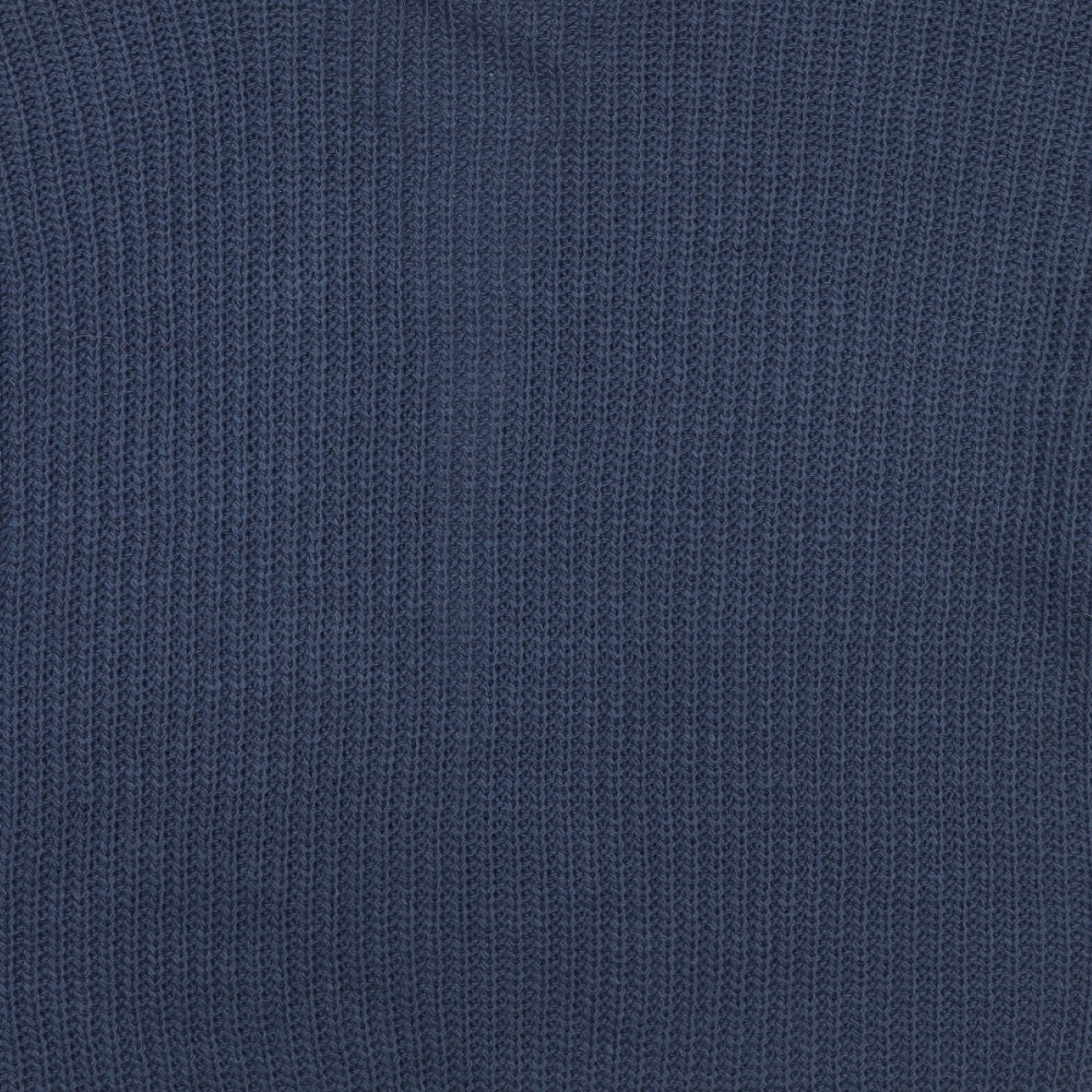 Boohoo Womens Blue V-Neck Acrylic Cardigan Jumper Size L - Open