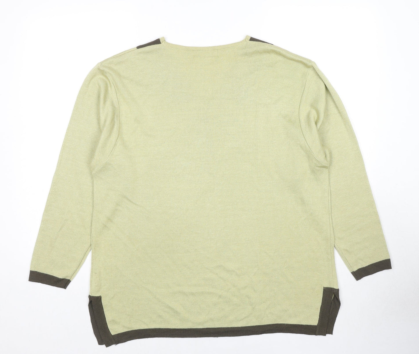 Whimsy by Lunaire Womens Green V-Neck Acrylic Pullover Jumper Size L