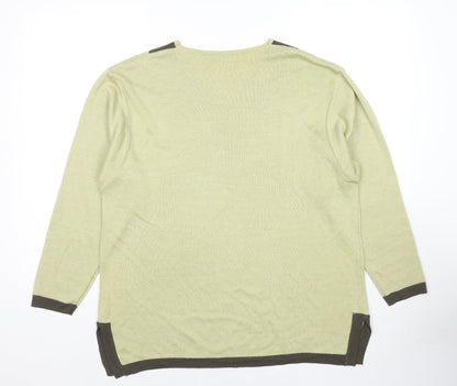 Whimsy by Lunaire Womens Green V-Neck Acrylic Pullover Jumper Size L