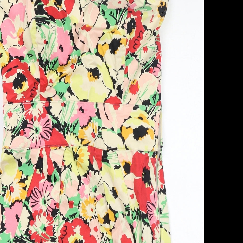 New Look Womens Multicoloured Floral Cotton Mini Size 8 Off the Shoulder Zip - Strapless
