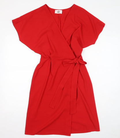 RIDE Womens Red Polyamide Wrap Dress Size XS V-Neck Button