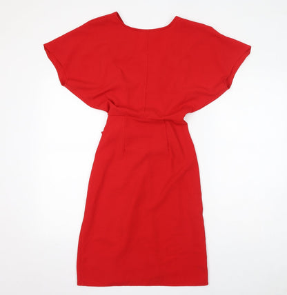 RIDE Womens Red Polyamide Wrap Dress Size XS V-Neck Button