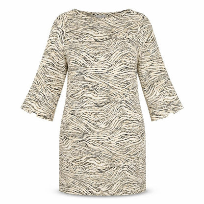 H&M Womens Ivory Animal Print Polyester Shift Size M Boat Neck Pullover