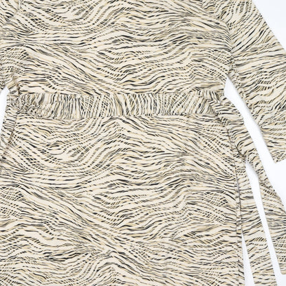 H&M Womens Ivory Animal Print Polyester Shift Size M Boat Neck Pullover
