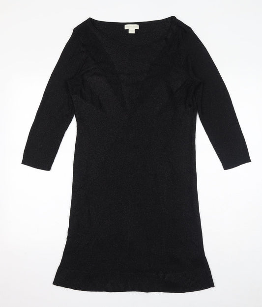 Monsoon Womens Black Viscose Shift Size 12 Round Neck Pullover - Panelled Bodice