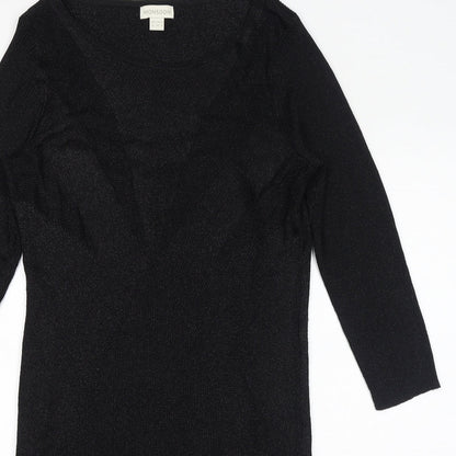 Monsoon Womens Black Viscose Shift Size 12 Round Neck Pullover - Panelled Bodice