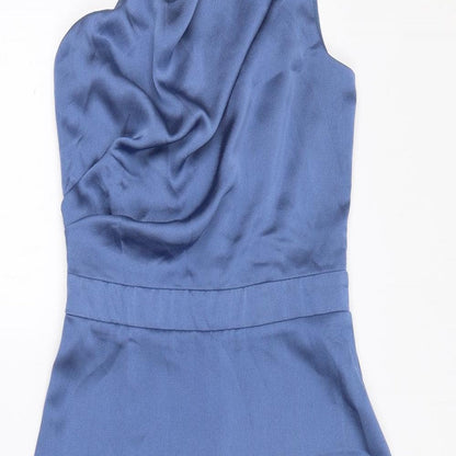 TFNC Womens Blue Polyester Fit & Flare Size 8 One Shoulder Zip