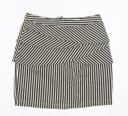 Stella Morgan Womens Black Striped Cotton Straight & Pencil Skirt Size S Zip