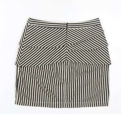 Stella Morgan Womens Black Striped Cotton Straight & Pencil Skirt Size S Zip