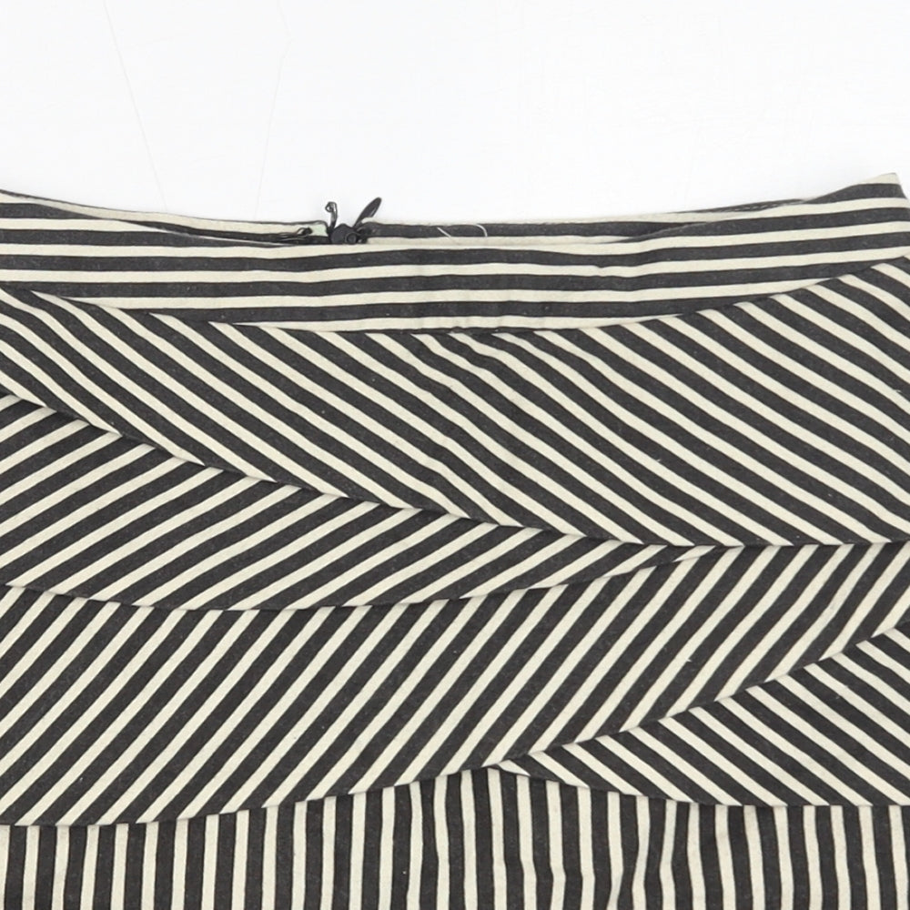 Stella Morgan Womens Black Striped Cotton Straight & Pencil Skirt Size S Zip