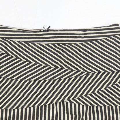 Stella Morgan Womens Black Striped Cotton Straight & Pencil Skirt Size S Zip