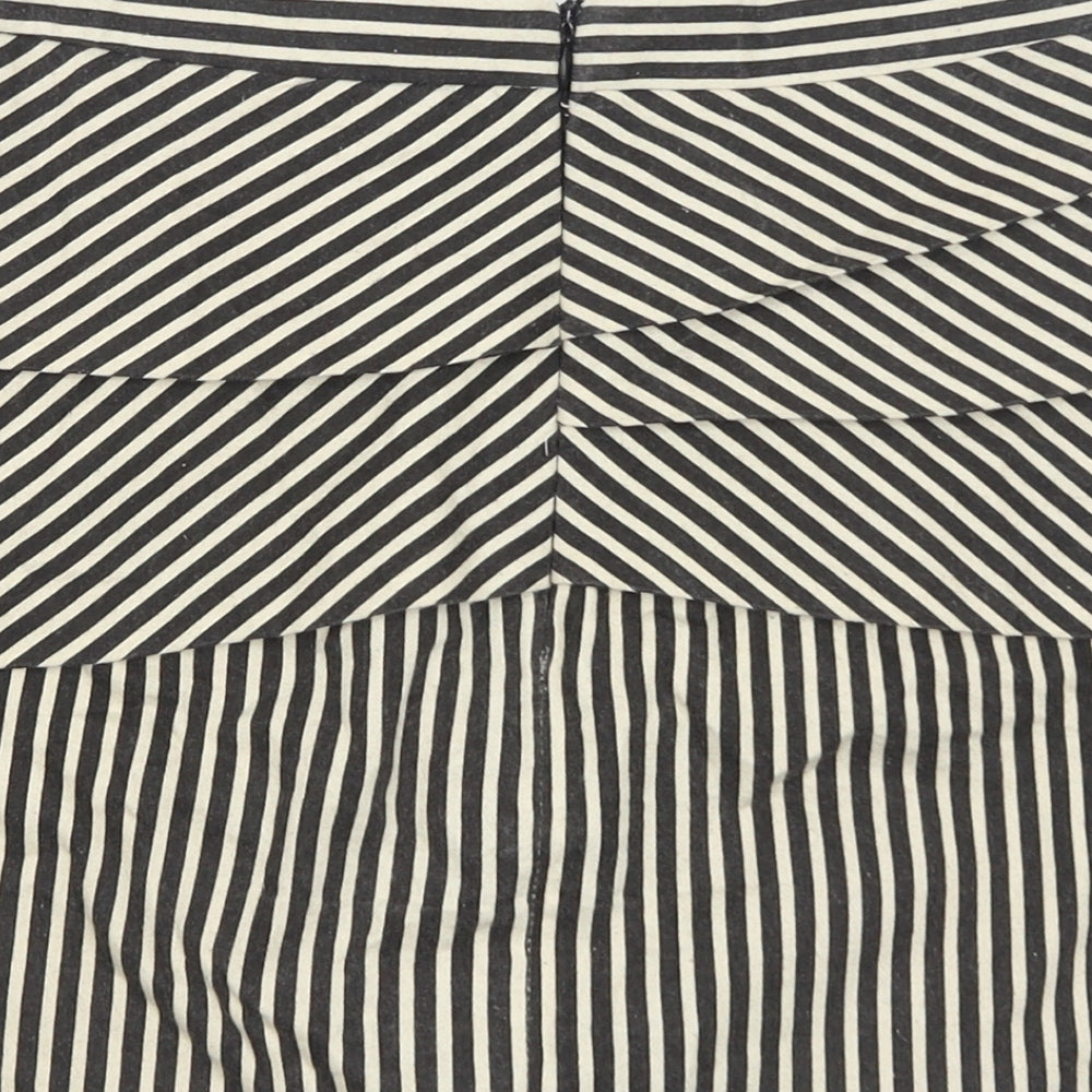 Stella Morgan Womens Black Striped Cotton Straight & Pencil Skirt Size S Zip