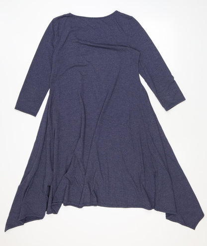 Phase Eight Womens Blue Viscose A-Line Size 10 Scoop Neck Pullover