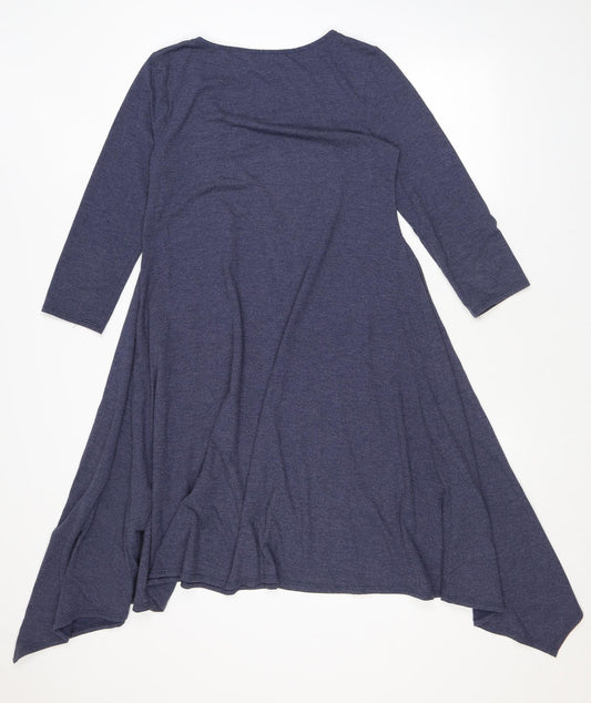 Phase Eight Womens Blue Viscose A-Line Size 10 Scoop Neck Pullover