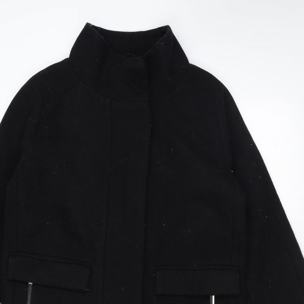 Womens UK Size XS Mango Black Overcoat