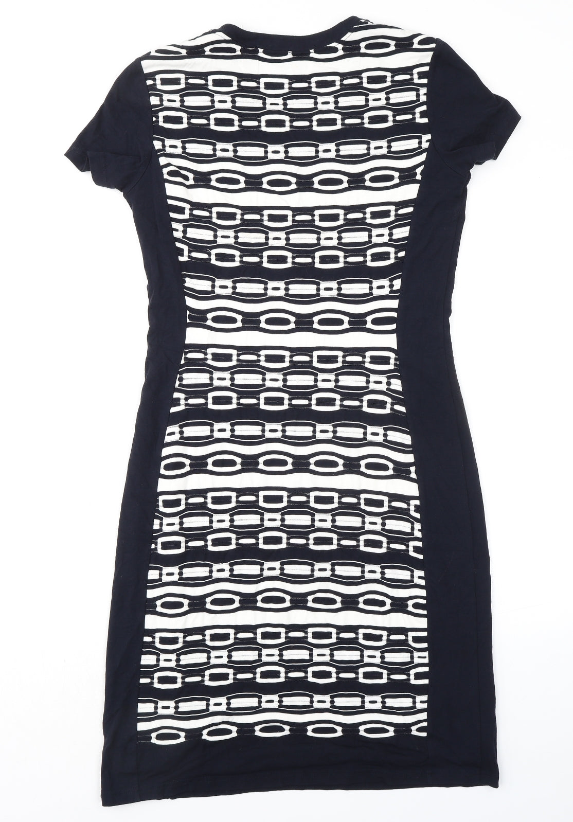 Gerry Weber Womens Blue Geometric Polyester Pencil Dress Size 10 Round Neck Pullover