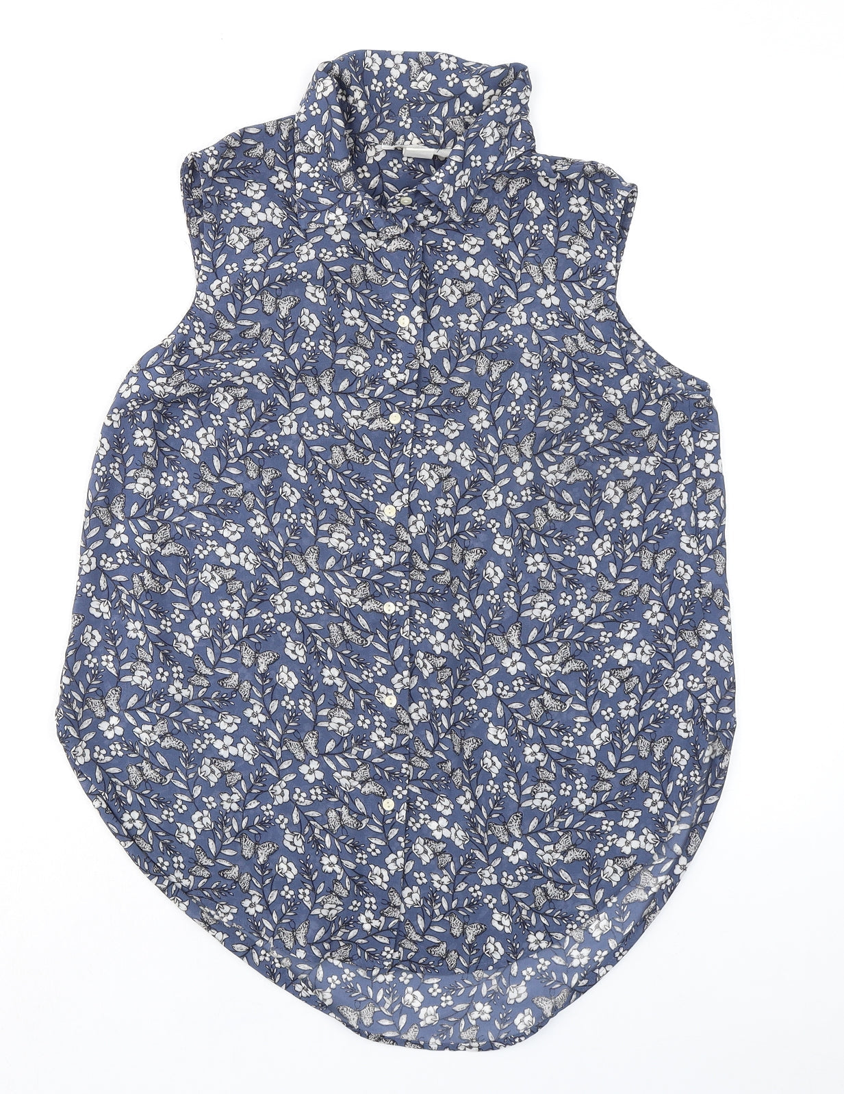 Womens UK Size 10 H&M Blue Basic Button-Up
