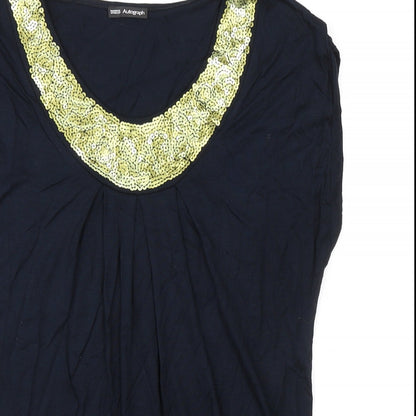 Autograph Womens Blue Viscose Basic T-Shirt Size 10 Round Neck