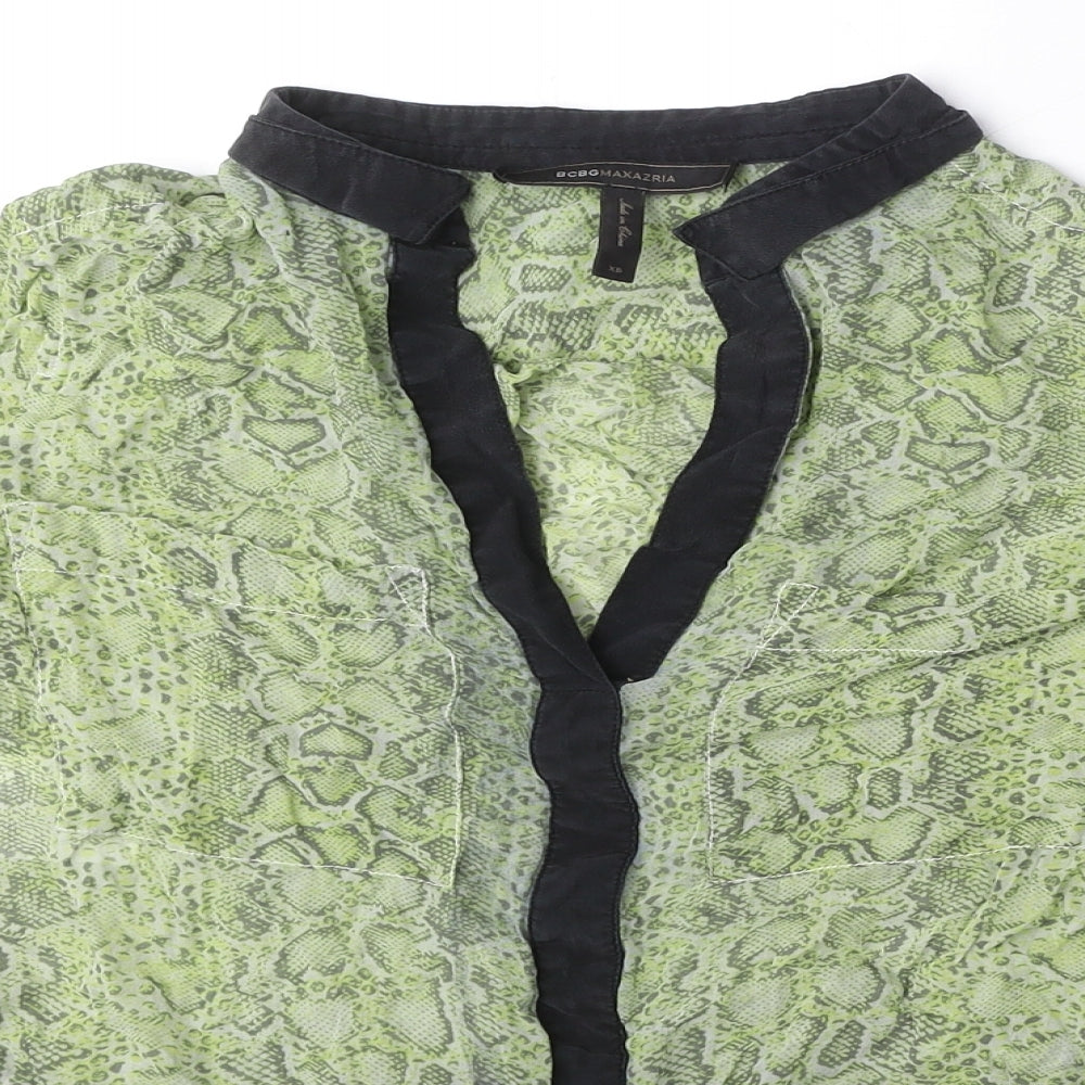 Womens UK Size XS BCBGMAXAZRIA Green Basic Blouse