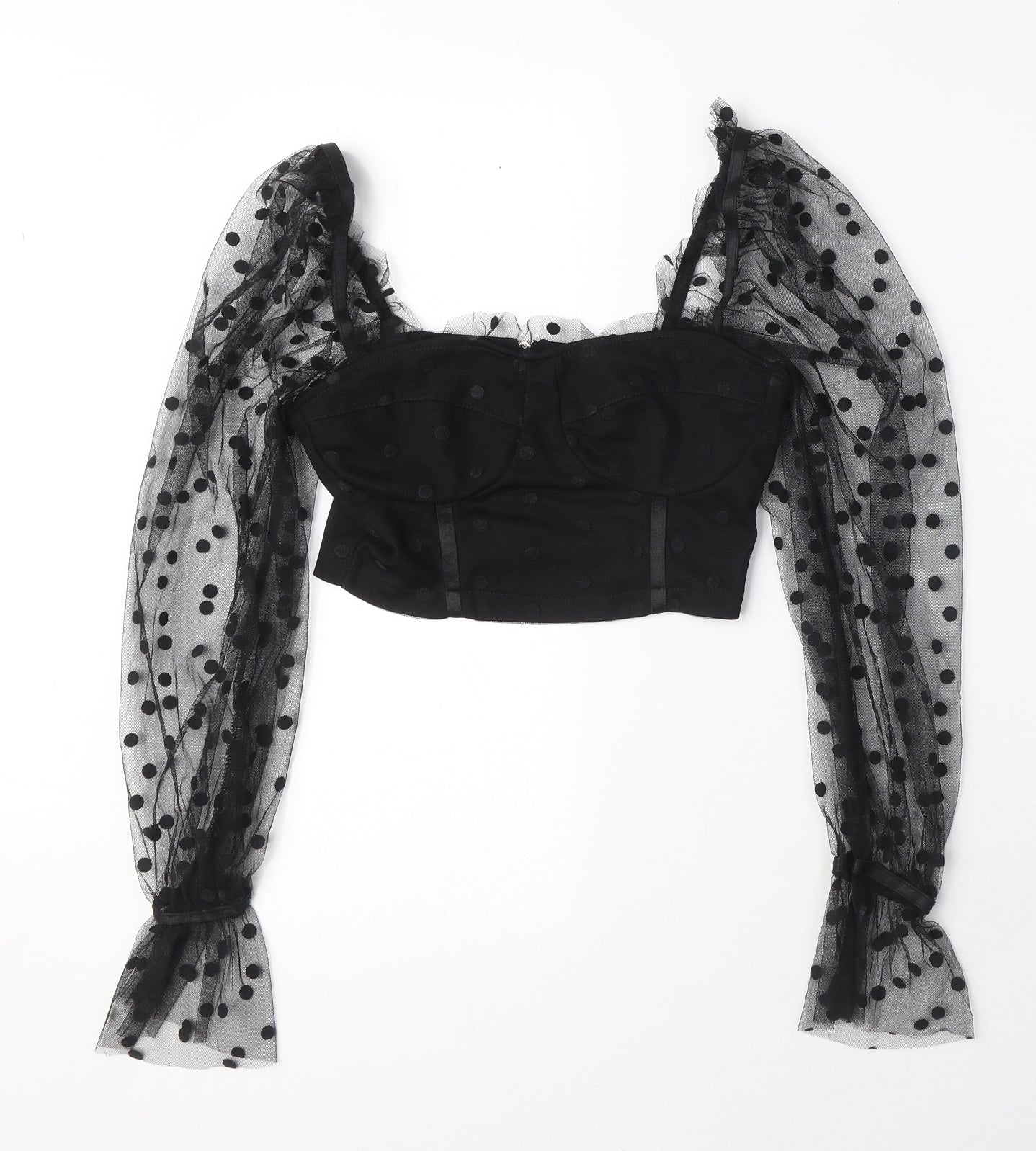 Womens UK Size 6 New Look Black Cropped Blouse