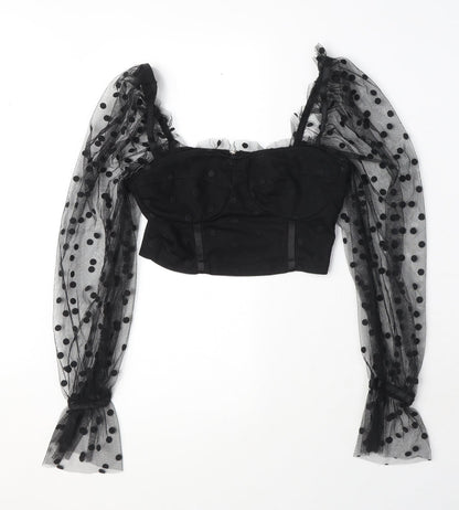 Womens UK Size 6 New Look Black Cropped Blouse