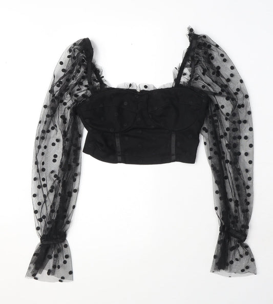 Womens UK Size 6 New Look Black Cropped Blouse