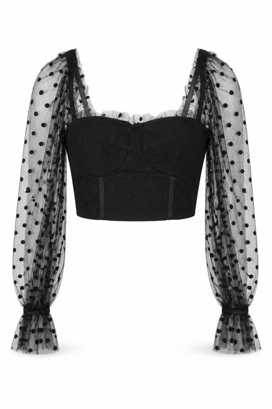 Womens UK Size 6 New Look Black Cropped Blouse