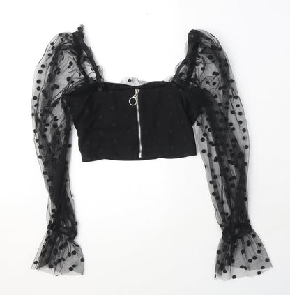 Womens UK Size 6 New Look Black Cropped Blouse