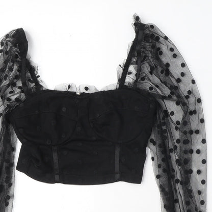 Womens UK Size 6 New Look Black Cropped Blouse