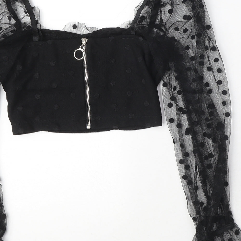 Womens UK Size 6 New Look Black Cropped Blouse