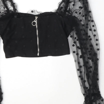 Womens UK Size 6 New Look Black Cropped Blouse